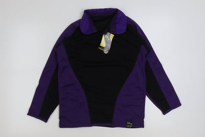 smartsportswear Girls Black Colourblock Polyester Basic T-Shirt Size L Collared Pullover