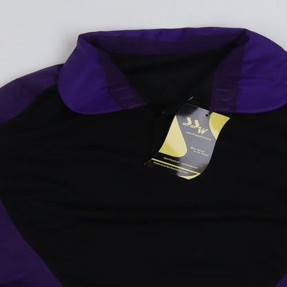 smartsportswear Girls Black Colourblock Polyester Basic T-Shirt Size L Collared Pullover