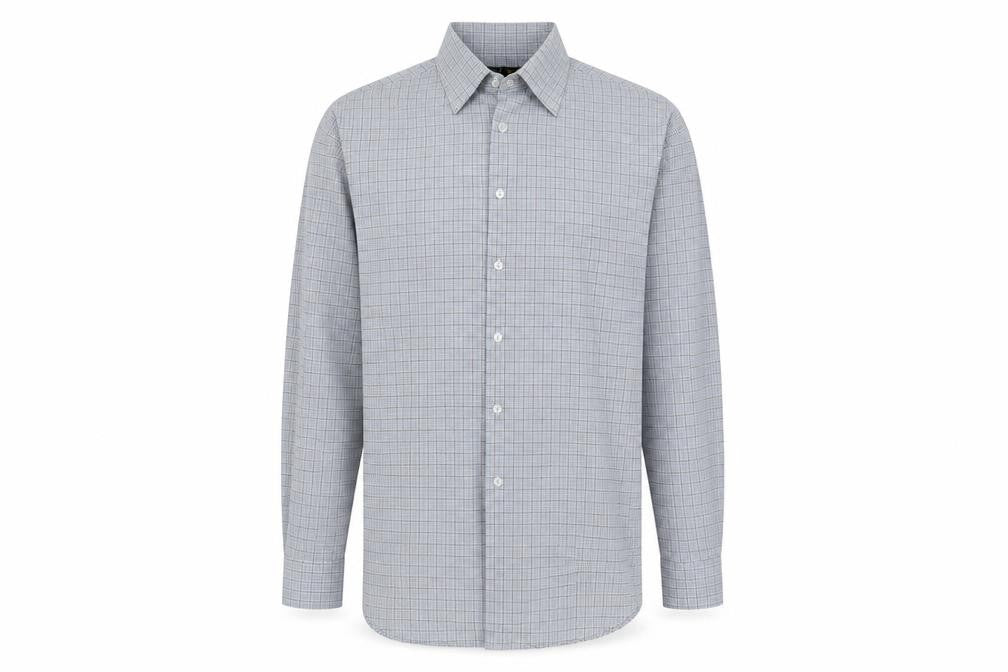 Mens UK Size 16 Marks and Spencer Blue  Button-Up Long Sleeve Casual Shirt