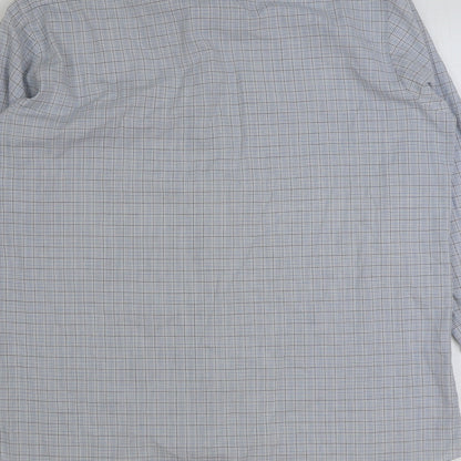 Mens UK Size 16 Marks and Spencer Blue  Button-Up Long Sleeve Casual Shirt