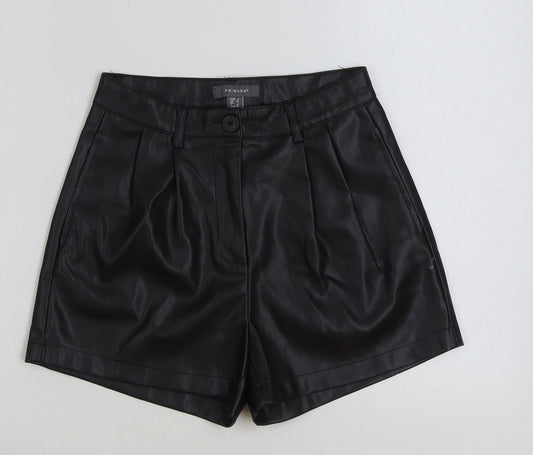 Primark Womens Black Polyester Bermuda Shorts Size 8 L3 in Regular Button