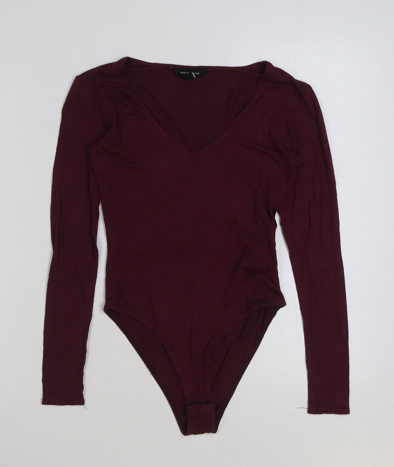 New Look Womens Red Polyester Bodysuit One-Piece Size 8 Snap