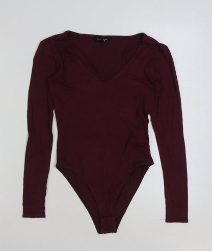 New Look Womens Red Polyester Bodysuit One-Piece Size 8 Snap