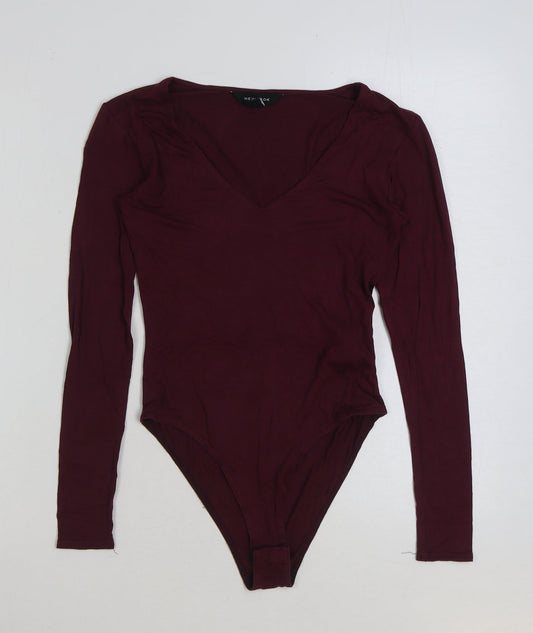 New Look Womens Red Polyester Bodysuit One-Piece Size 8 Snap