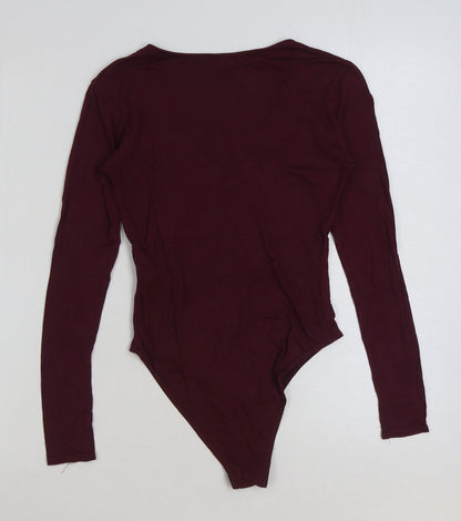 New Look Womens Red Polyester Bodysuit One-Piece Size 8 Snap