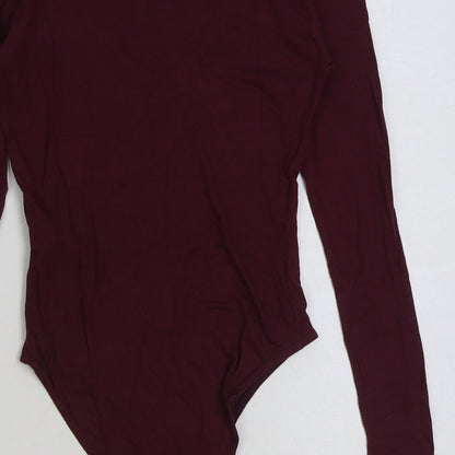 New Look Womens Red Polyester Bodysuit One-Piece Size 8 Snap