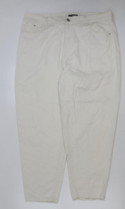 Womens UK Size 18 F&F Regular Fit Straight Ivory Jeans