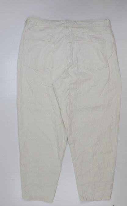 Womens UK Size 18 F&F Regular Fit Straight Ivory Jeans