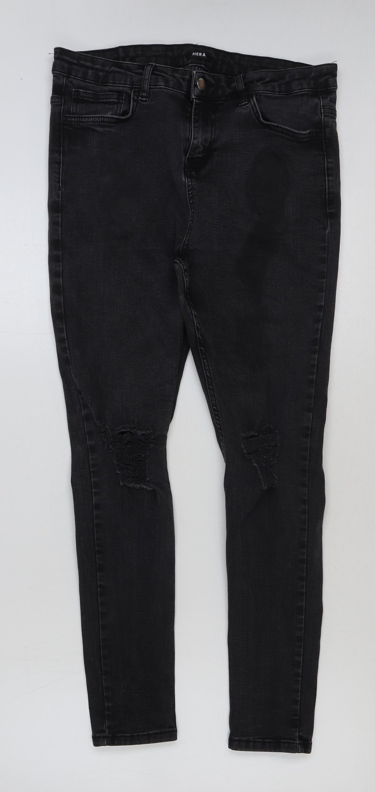 Hera Womens Grey Cotton Skinny Jeans Size 32 in L28 in Regular Button