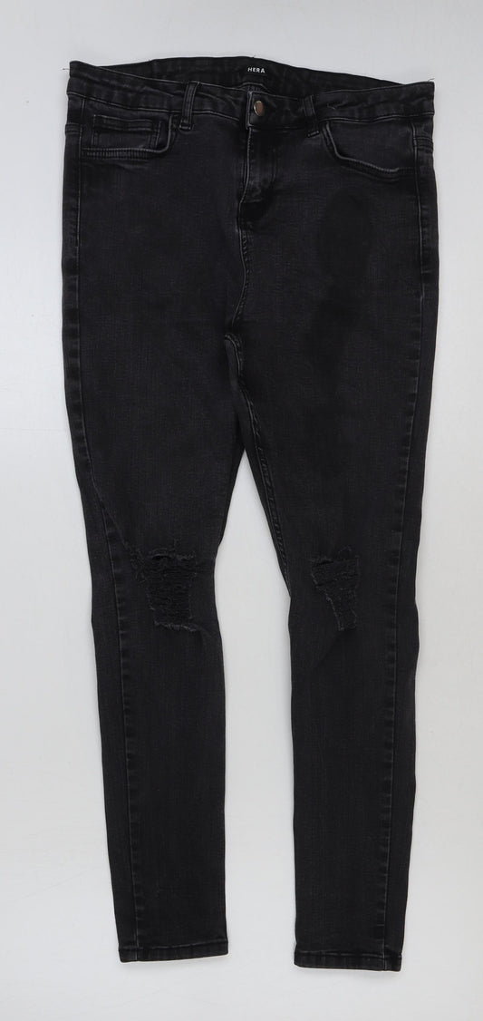 Hera Womens Grey Cotton Skinny Jeans Size 32 in L28 in Regular Button