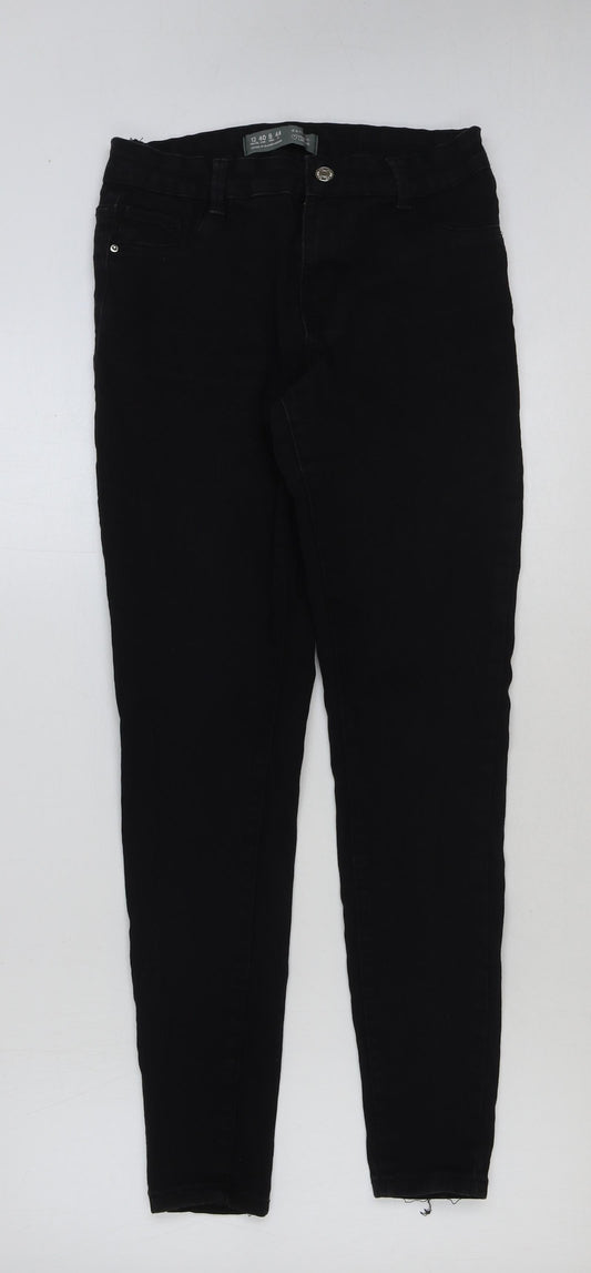 Denim & Co. Womens Black Cotton Skinny Jeans Size 12 L30 in Regular Button