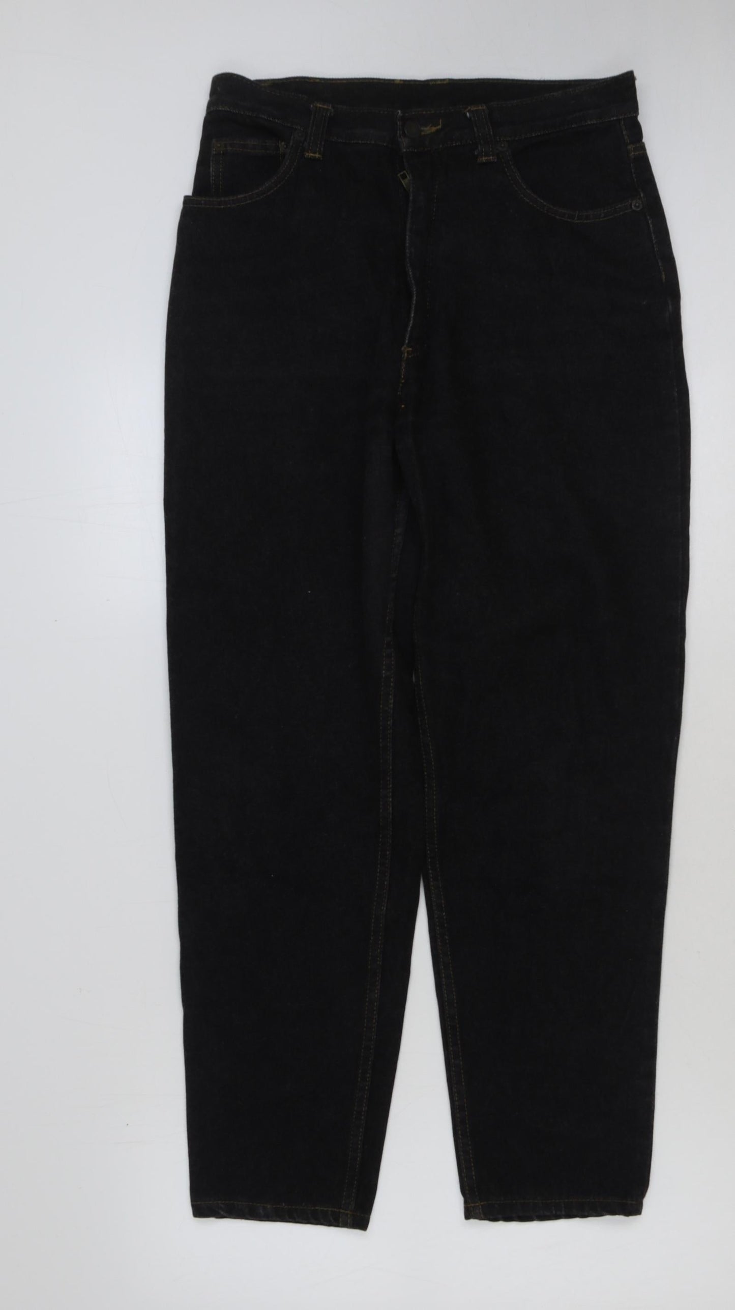 Mens UK Size 30 in Preworn Regular Fit Straight Black Jeans