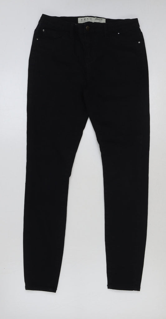 Denim & Co. Womens Black Cotton Skinny Jeans Size 10 L28 in Regular Button