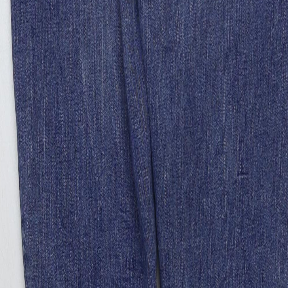 Zara Womens Blue Cotton Straight Jeans Size 8 L28 in Regular Button - Distressed