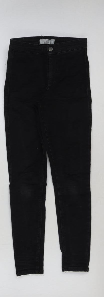 Topshop Womens Black Cotton Skinny Jeans Size 25 in L30 in Regular Button
