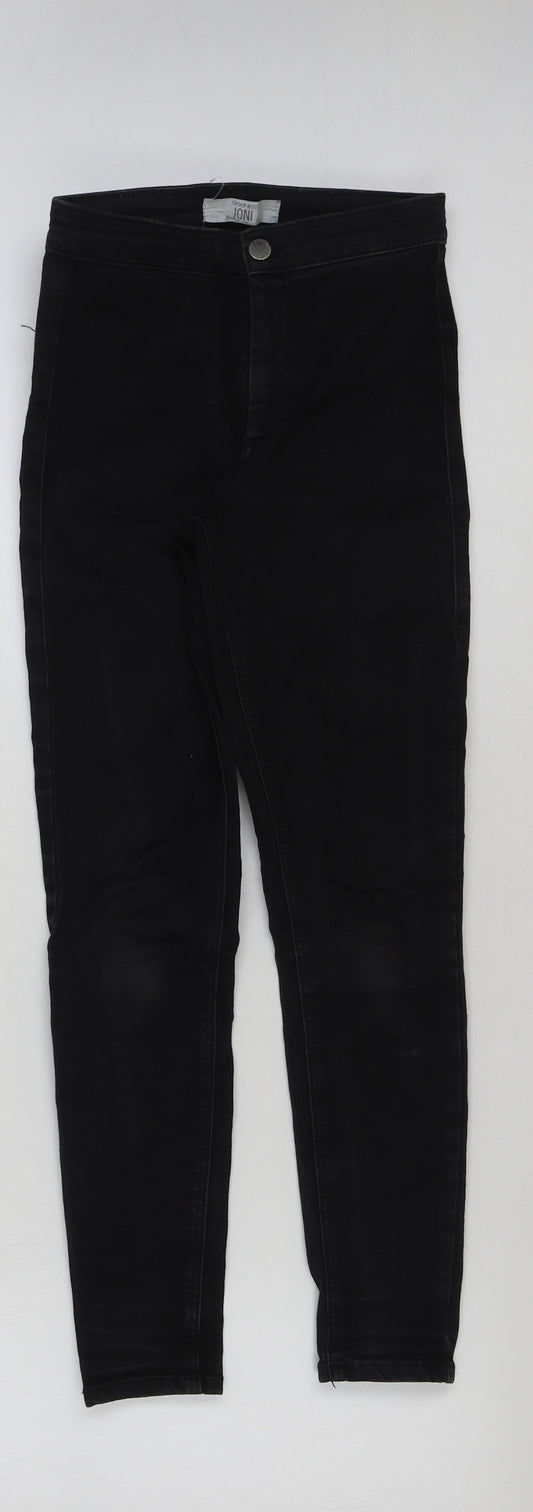 Topshop Womens Black Cotton Skinny Jeans Size 25 in L30 in Regular Button