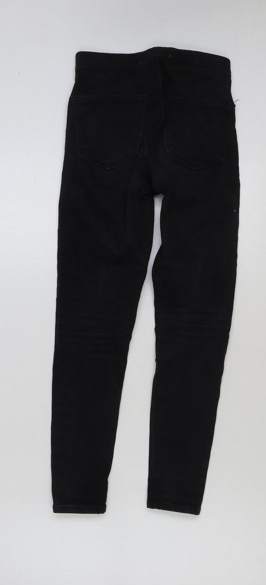 Topshop Womens Black Cotton Skinny Jeans Size 25 in L30 in Regular Button