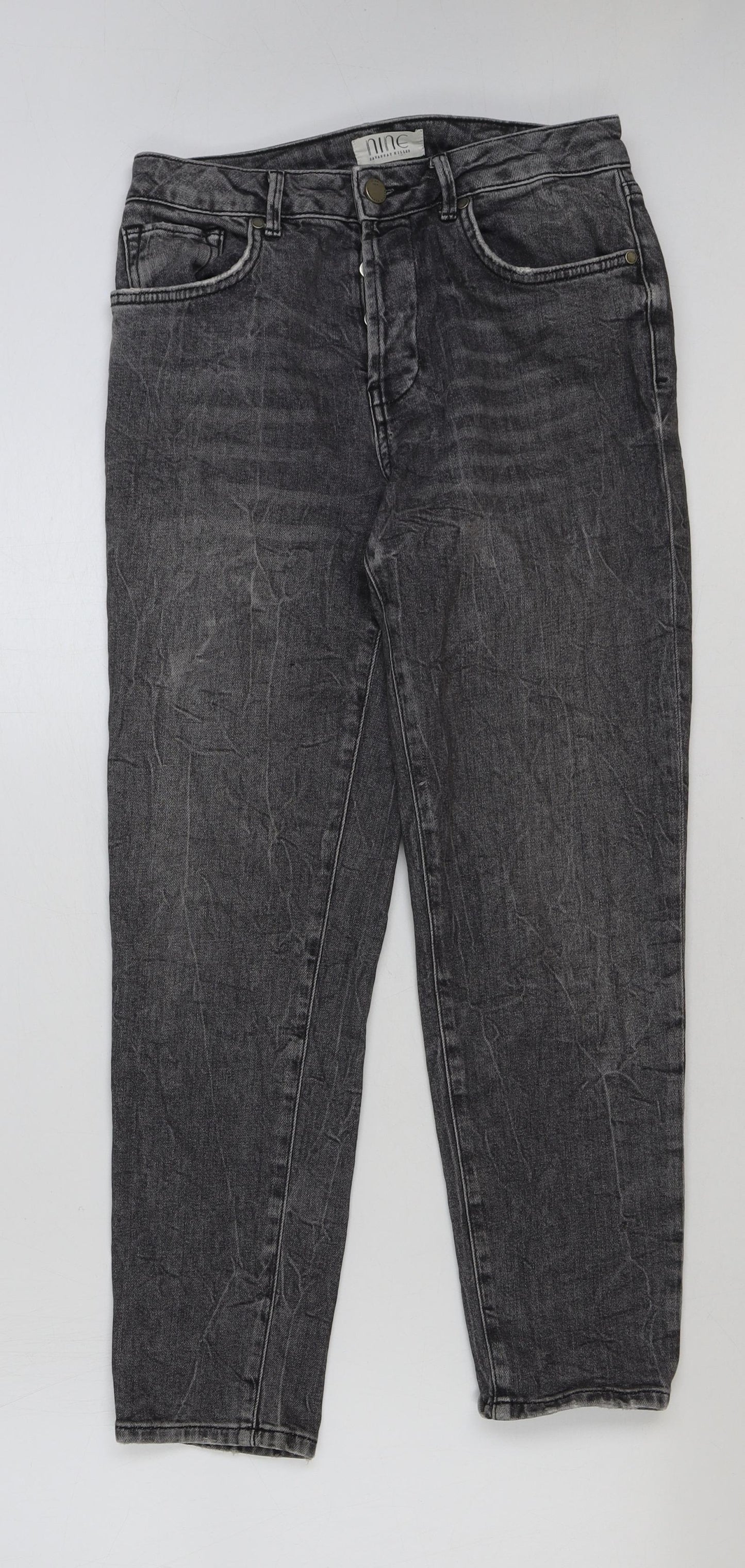 nine Womens Grey Cotton Skinny Jeans Size 8 L27 in Regular Button