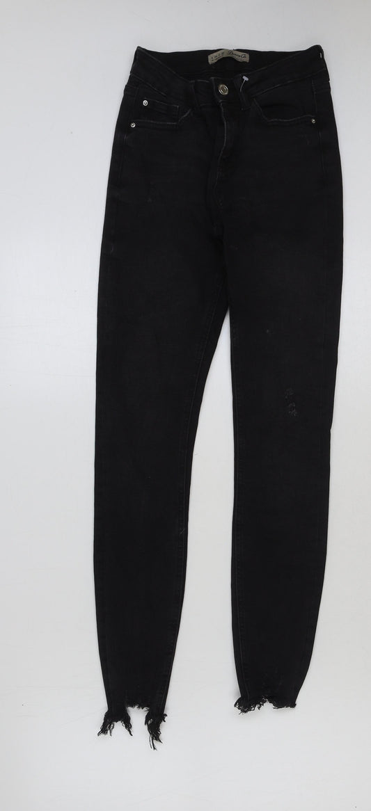 Denim & Co. Womens Black Cotton Skinny Jeans Size 6 L29 in Regular Button