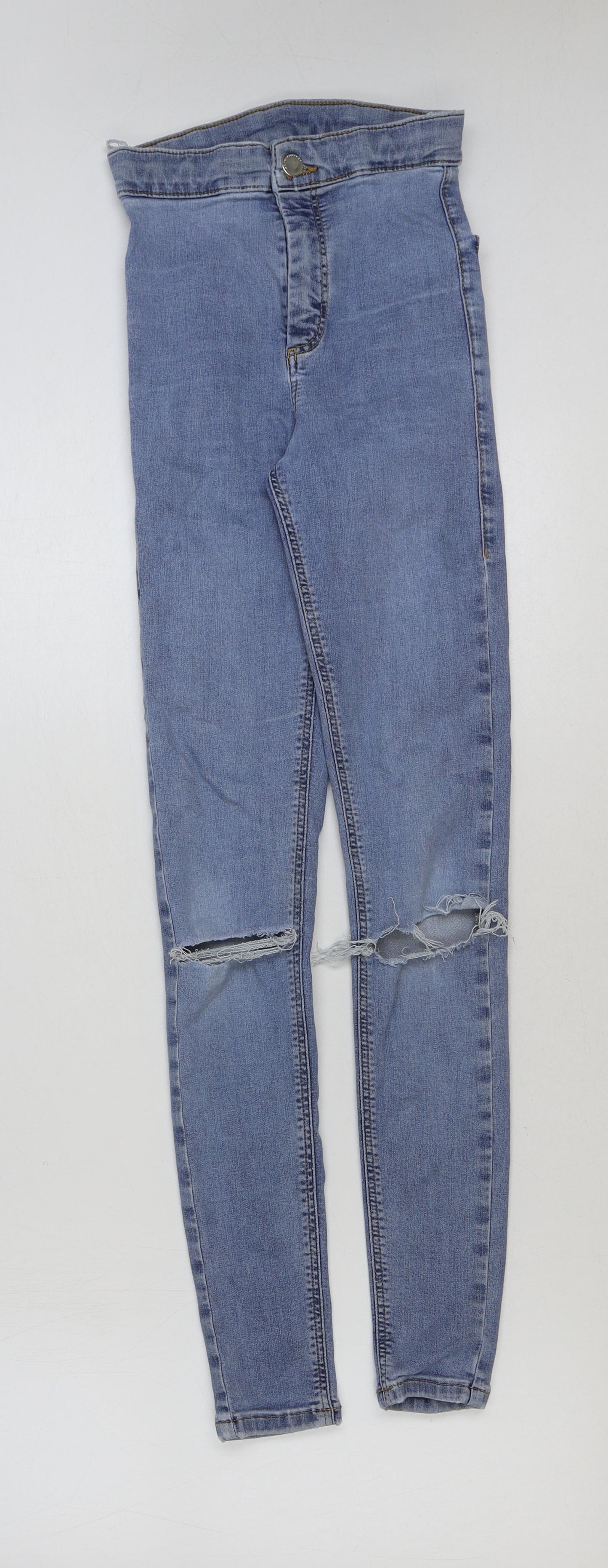 Topshop Womens Blue Cotton Skinny Jeans Size 24 in L32 in Regular Button