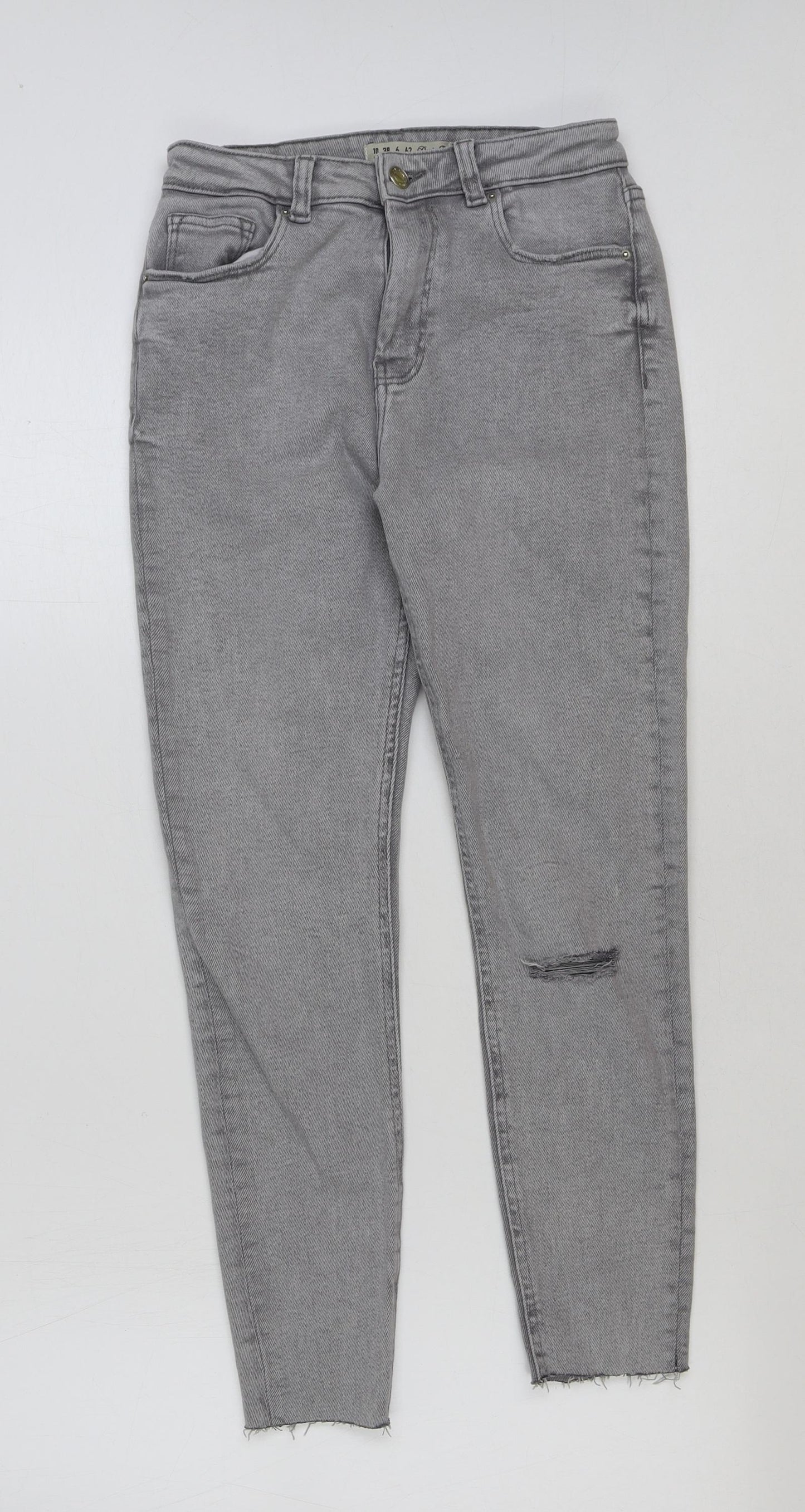 Denim & Co. Womens Grey Cotton Skinny Jeans Size 10 L26 in Regular Button
