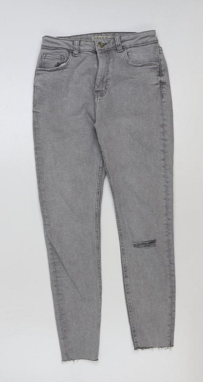 Denim & Co. Womens Grey Cotton Skinny Jeans Size 10 L26 in Regular Button