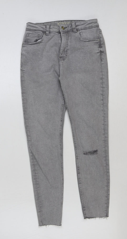 Denim & Co. Womens Grey Cotton Skinny Jeans Size 10 L26 in Regular Button