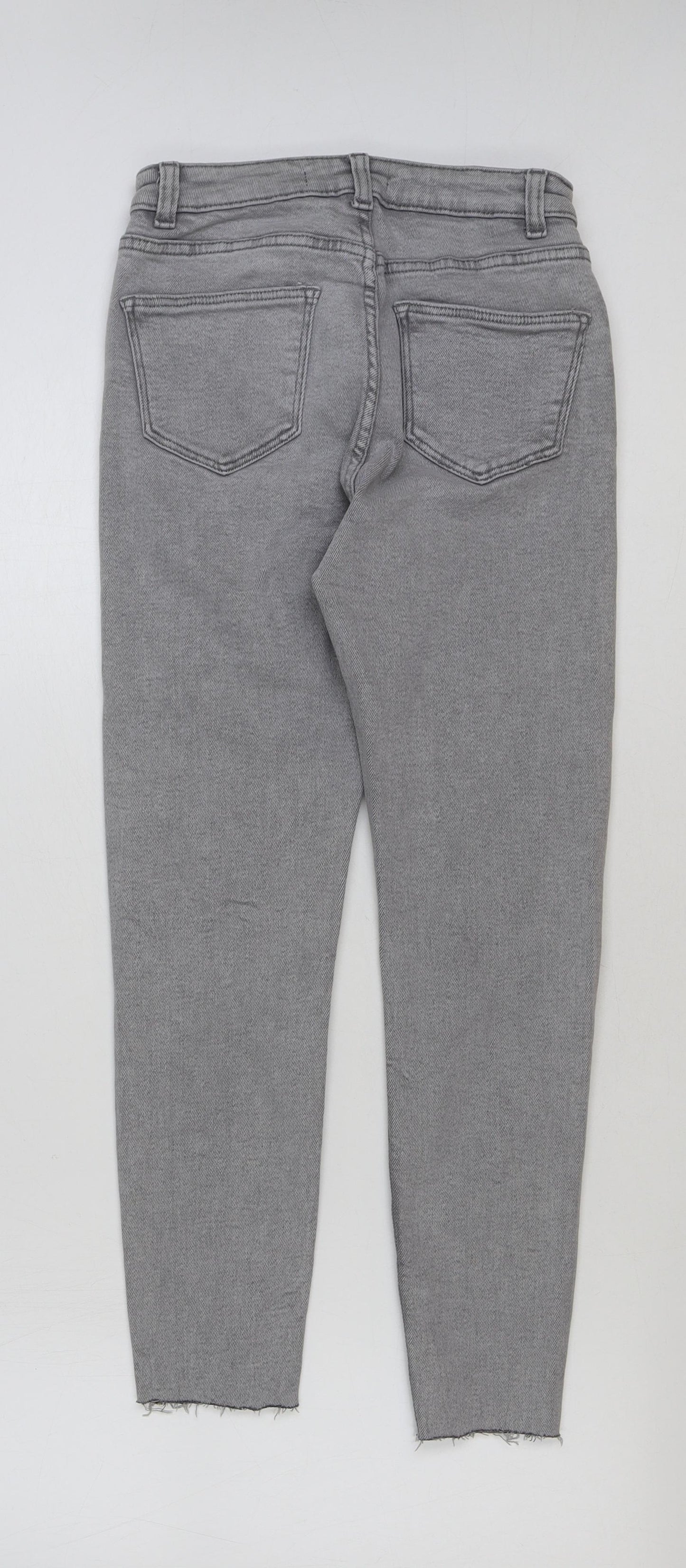 Denim & Co. Womens Grey Cotton Skinny Jeans Size 10 L26 in Regular Button