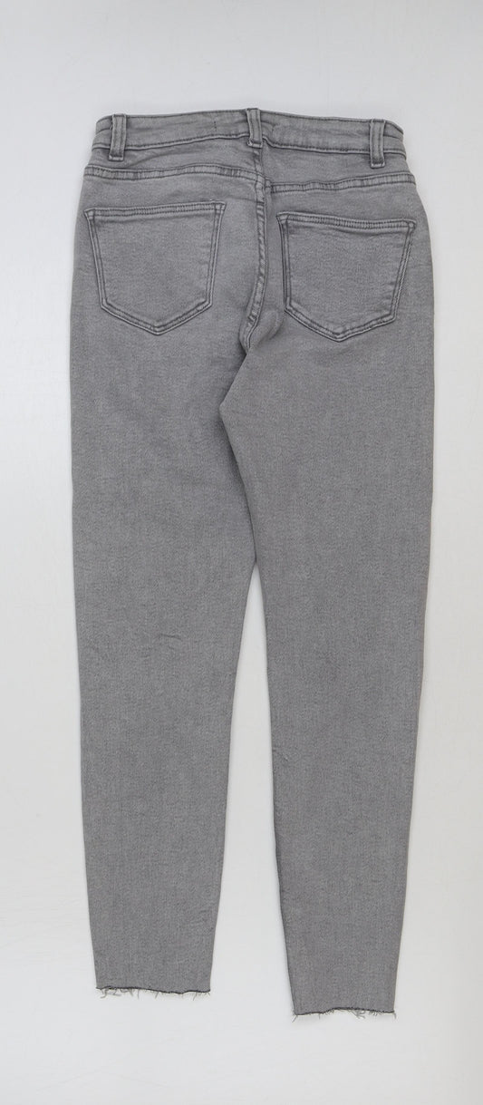 Denim & Co. Womens Grey Cotton Skinny Jeans Size 10 L26 in Regular Button