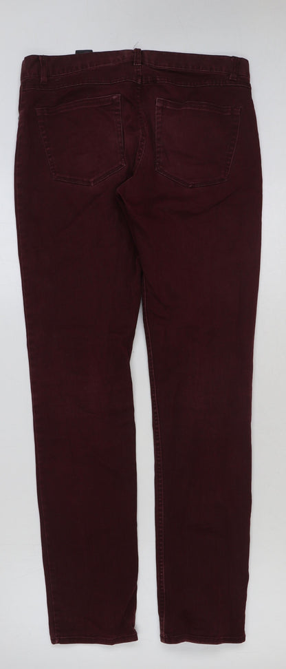 H&M Womens Red Cotton Straight Jeans Size 32 in L32 in Regular Button