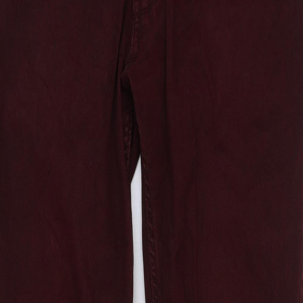 H&M Womens Red Cotton Straight Jeans Size 32 in L32 in Regular Button