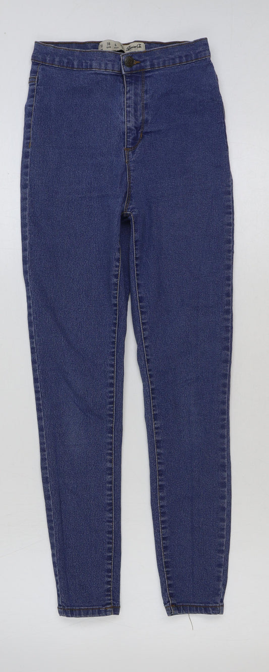 Denim & Co. Womens Blue Cotton Skinny Jeans Size 10 L27 in Regular Button