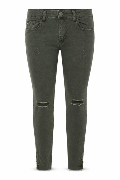 Womens UK Size 10 Bershka Regular Fit Skinny Green Jeans