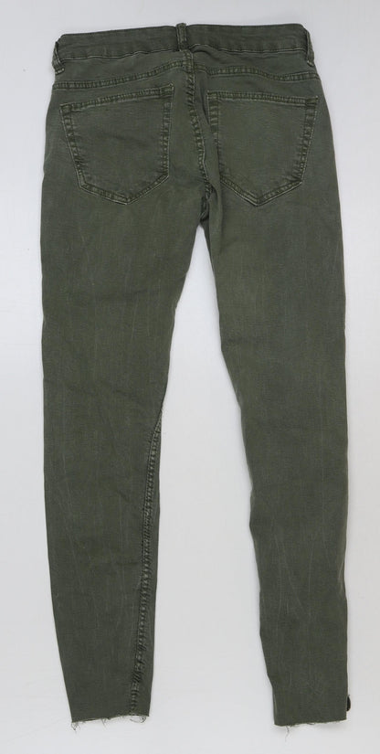 Bershka Womens Green Cotton Skinny Jeans Size 10 L27 in Regular Button