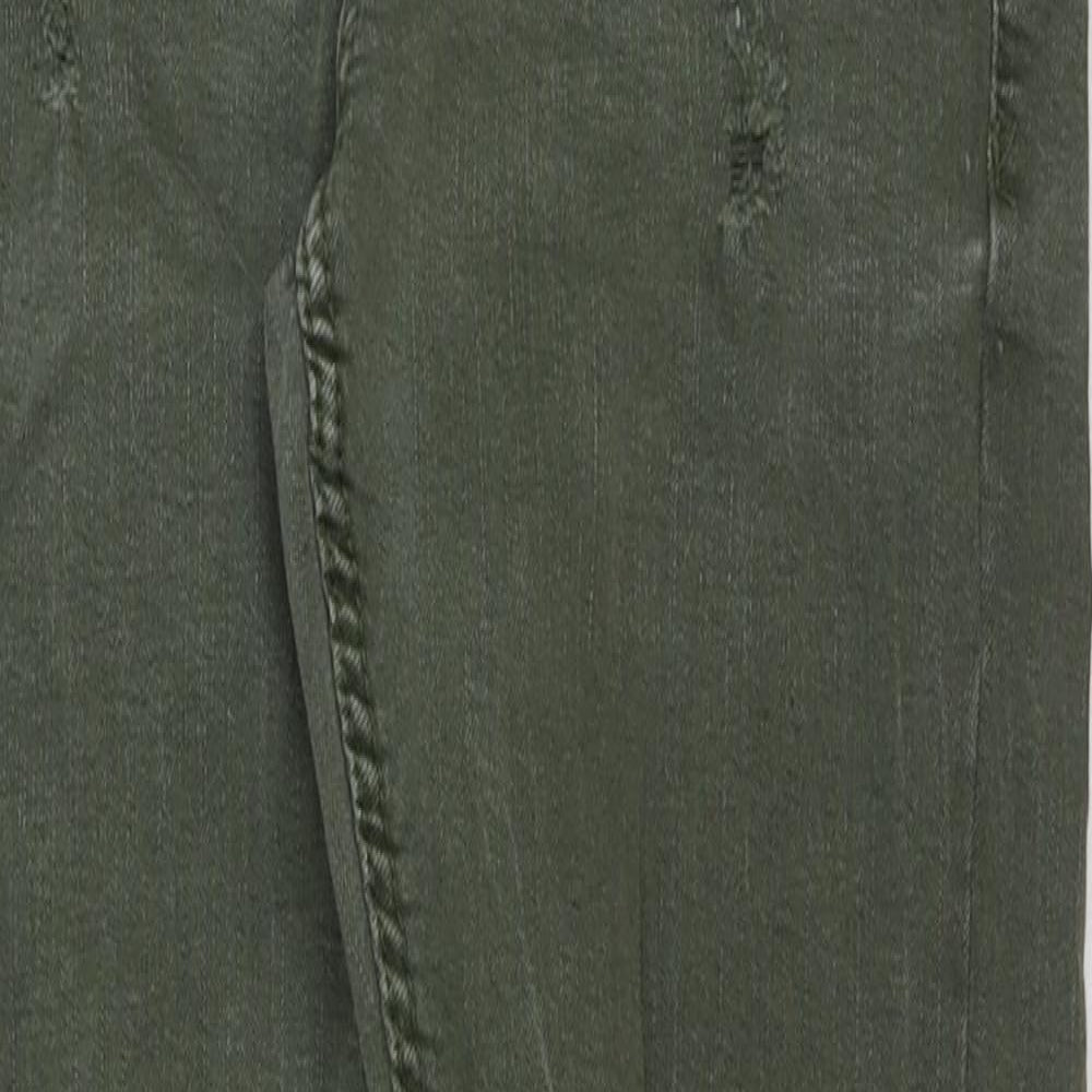 Bershka Womens Green Cotton Skinny Jeans Size 10 L27 in Regular Button
