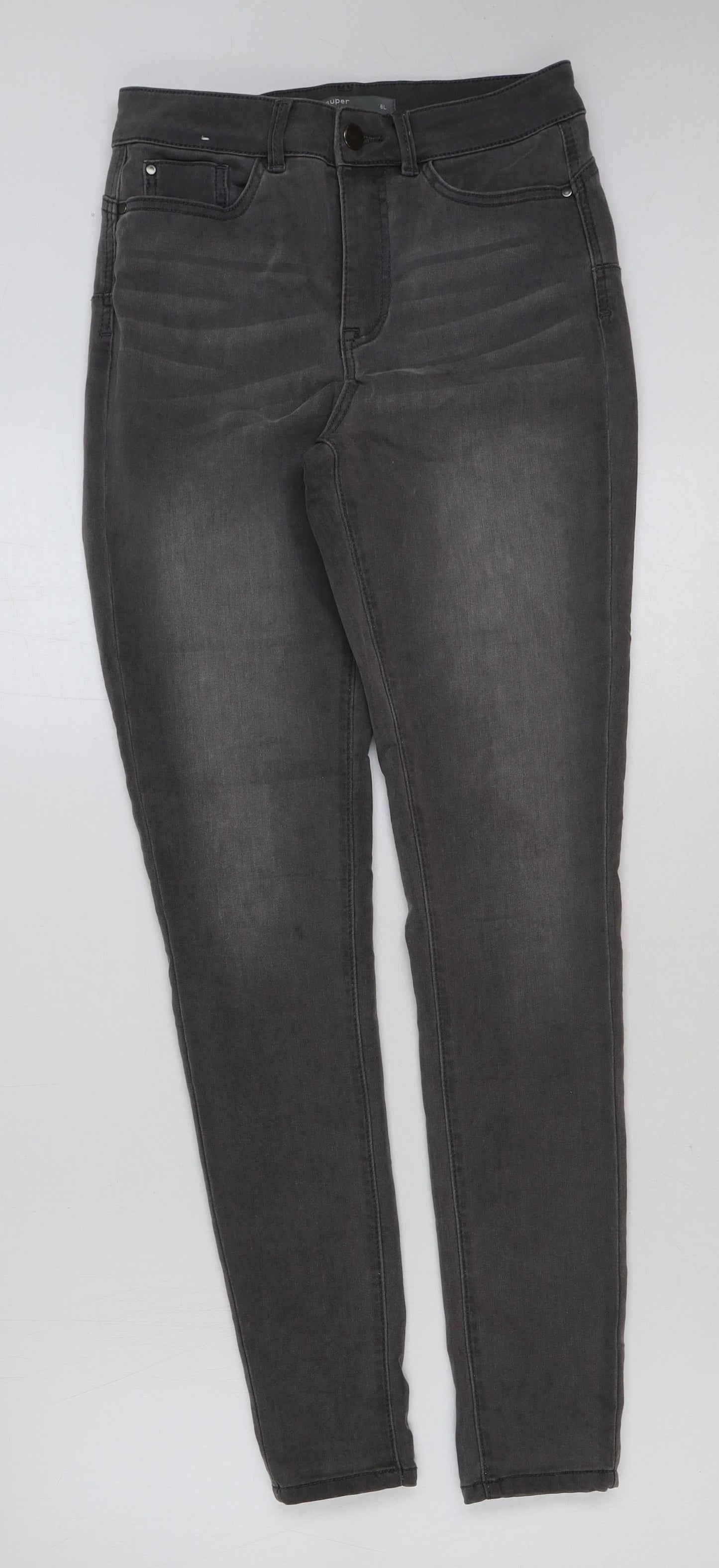 Nutmeg Womens Grey Cotton Skinny Jeans Size 8 L31 in Regular Button