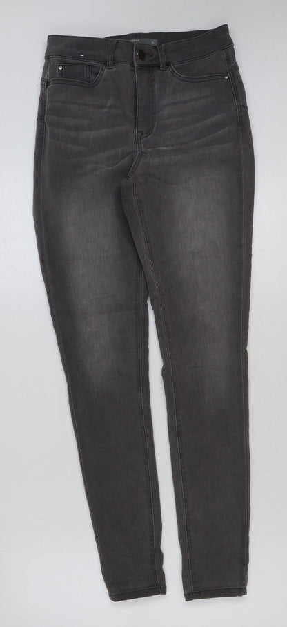 Nutmeg Womens Grey Cotton Skinny Jeans Size 8 L31 in Regular Button