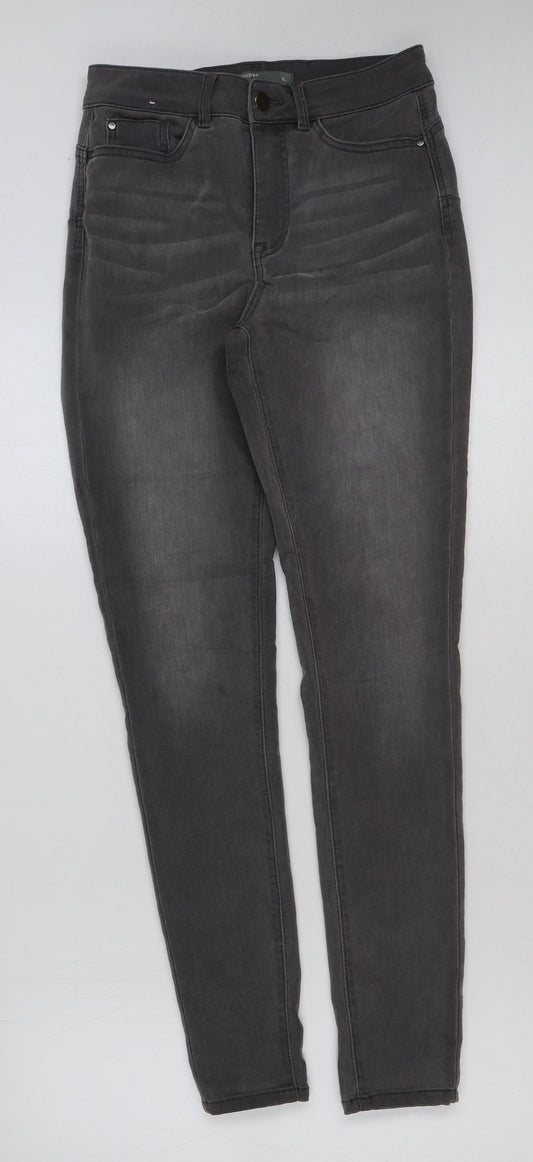 Nutmeg Womens Grey Cotton Skinny Jeans Size 8 L31 in Regular Button