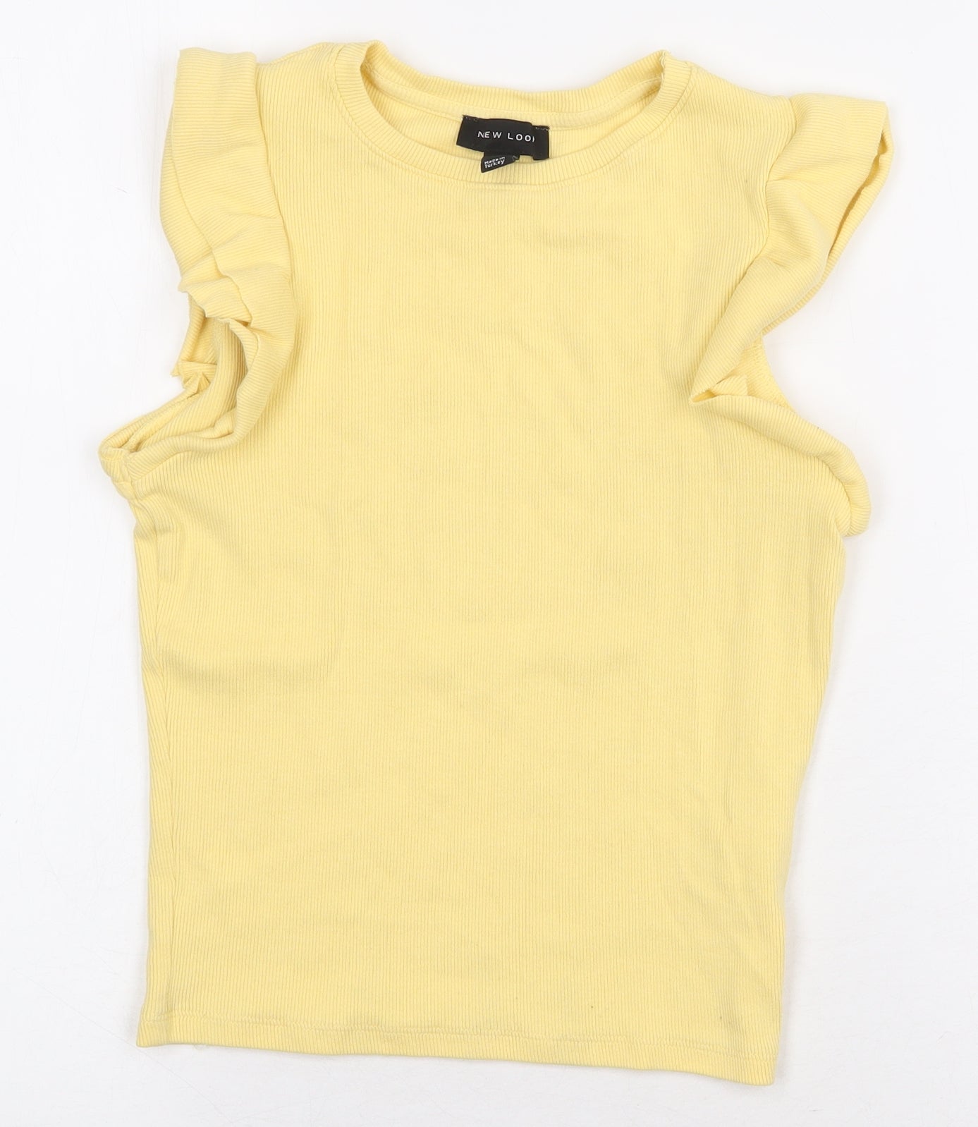 Womens UK Size 10 New Look Yellow Basic T-Shirt