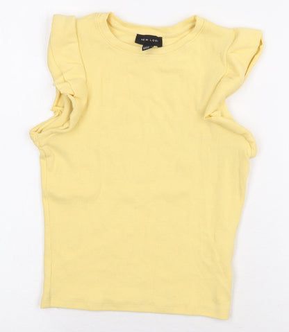 Womens UK Size 10 New Look Yellow Basic T-Shirt