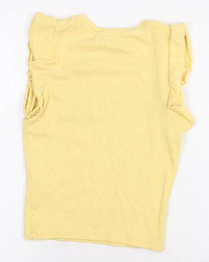 Womens UK Size 10 New Look Yellow Basic T-Shirt
