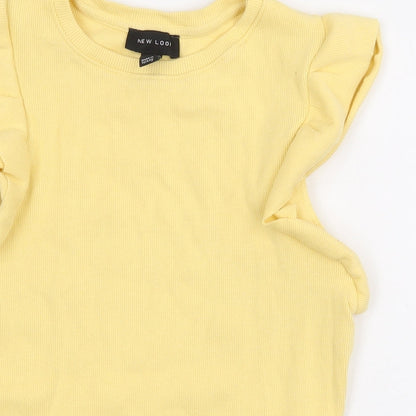 Womens UK Size 10 New Look Yellow Basic T-Shirt