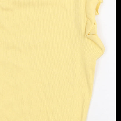 Womens UK Size 10 New Look Yellow Basic T-Shirt