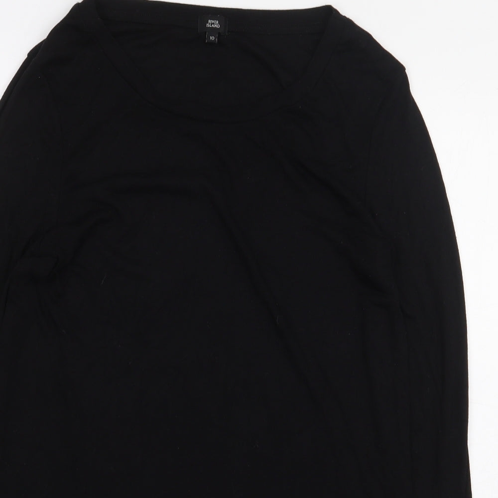 Womens UK Size 10 River Island Black Basic T-Shirt