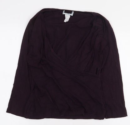 Preworn Womens Purple Viscose Basic T-Shirt Size 10 V-Neck - Size 10-12. Wrap/cross-over front
