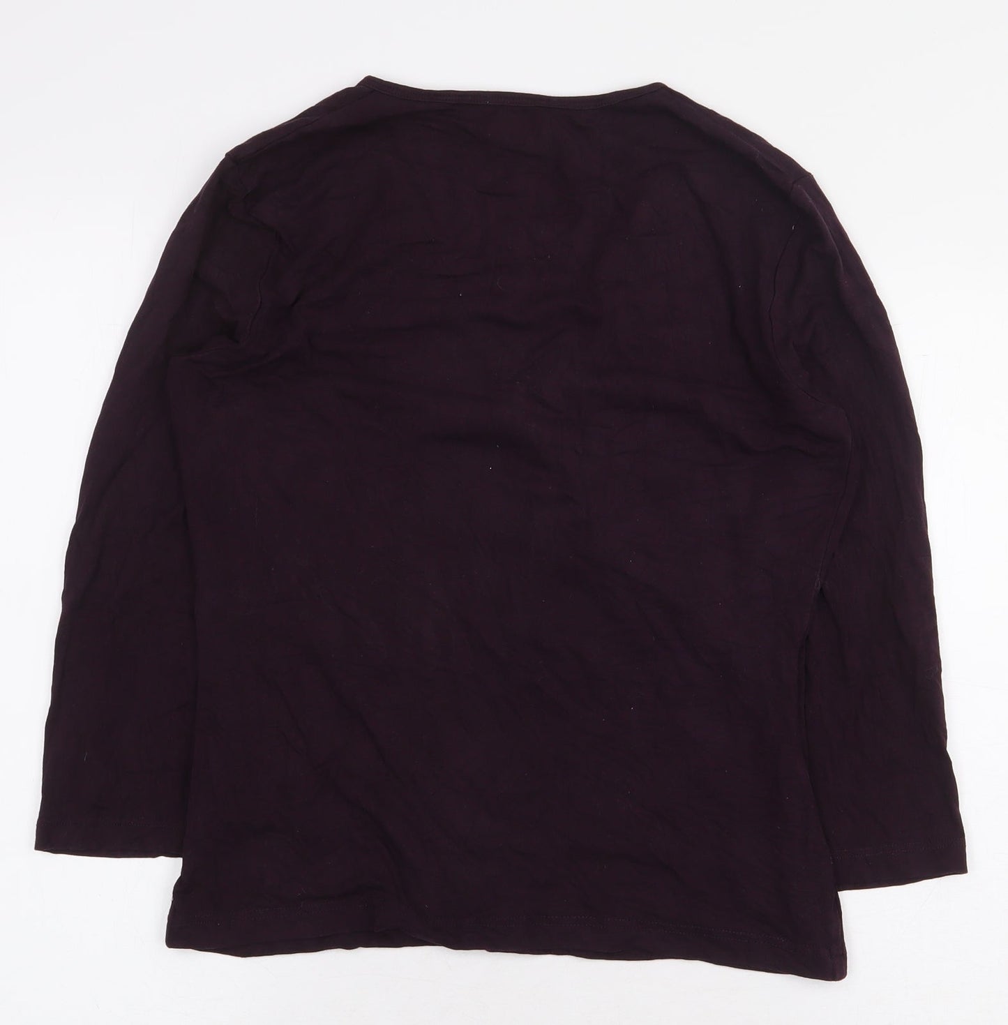 Preworn Womens Purple Viscose Basic T-Shirt Size 10 V-Neck - Size 10-12. Wrap/cross-over front