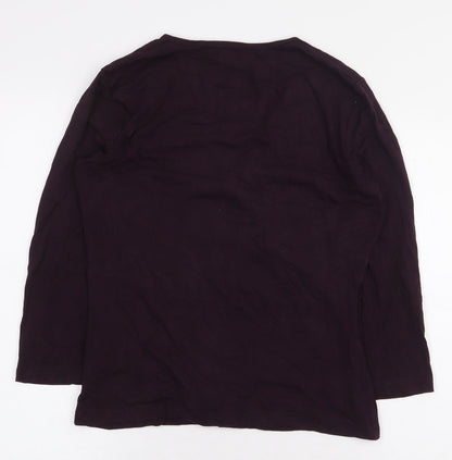 Preworn Womens Purple Viscose Basic T-Shirt Size 10 V-Neck - Size 10-12. Wrap/cross-over front
