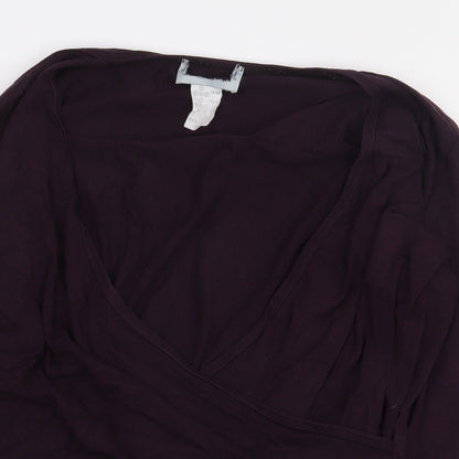 Preworn Womens Purple Viscose Basic T-Shirt Size 10 V-Neck - Size 10-12. Wrap/cross-over front