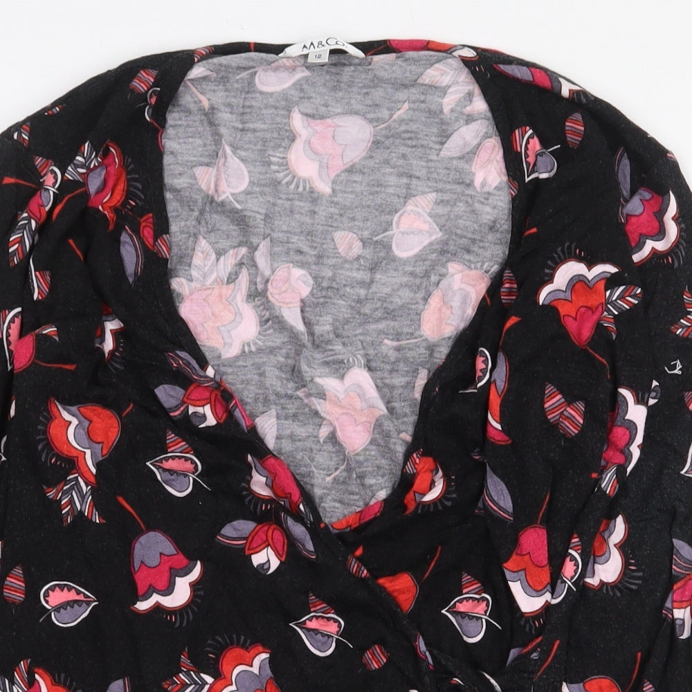 Womens UK Size 12 M&Co Black Basic Blouse