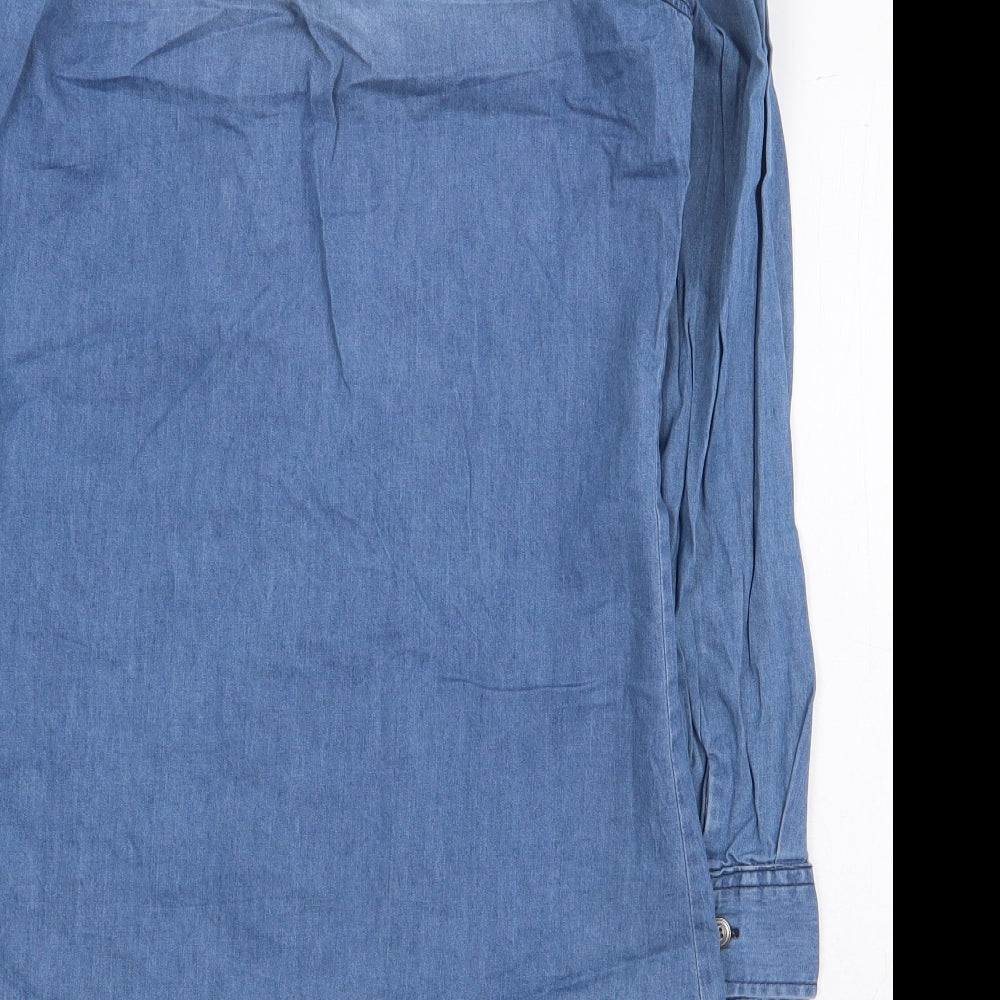 Page One Girls Blue 100% Cotton A-Line Size 11 Years Collared Button - Size 10-12